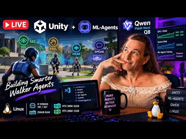 Training Smarter Walker Agents in Unity ML-Agents — Vision, Touch, Hearing & Communication | Qwen Fl
