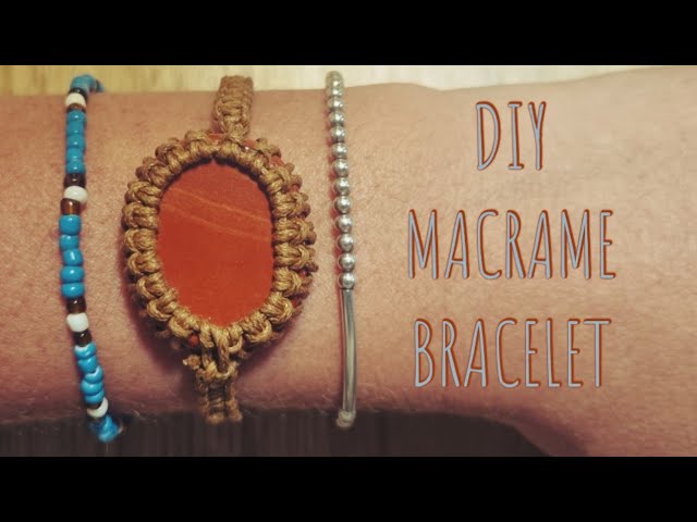 DIY how to make a macrame bracelet with a flat stone / crystal - handmade jewellery making tutorial