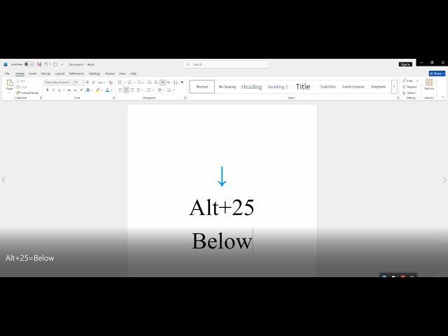 MS Word Magic | Press Alt+25 to get the Below Arrow symbol.