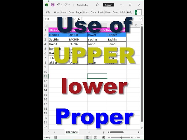 Use of UPPER, lower, and Proper function  in Excel #excel  #exceltips #exceltricks #exceltutorial