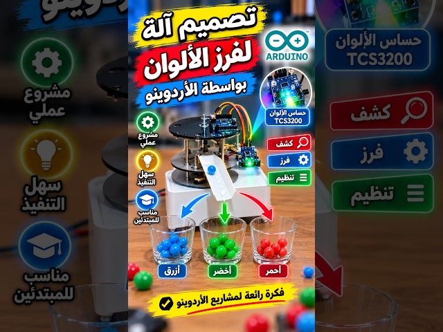تصميم آلة لفرز الألوان بواسطة Arduino #arduino #إلكترونيات #مشاريع_أردوينو