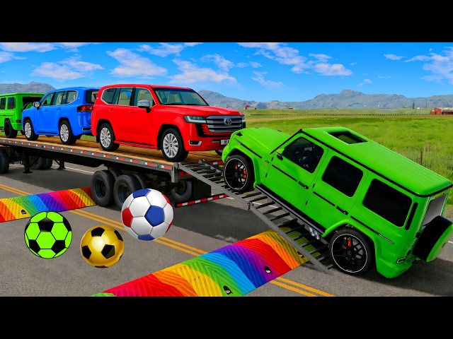 Flatbed Truck McQueen   Transportation with Truck   Pothole vs Car #7   BeamNG Drive