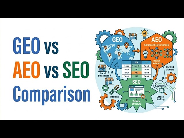 GEO vs AEO vs SEO comparison tool | what's the difference and which one do you need?