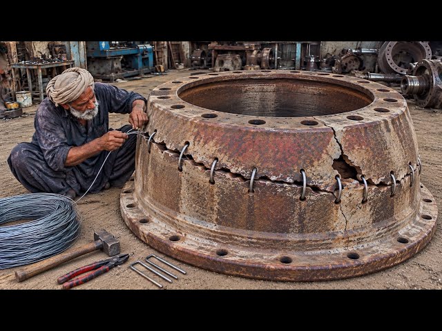 Completely Broken Truck Brake Drum Rebuilt Like New | Amazing Manufacturing Process