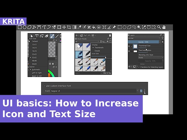 Krita, UI basics: How to Increase Icon and Text Size