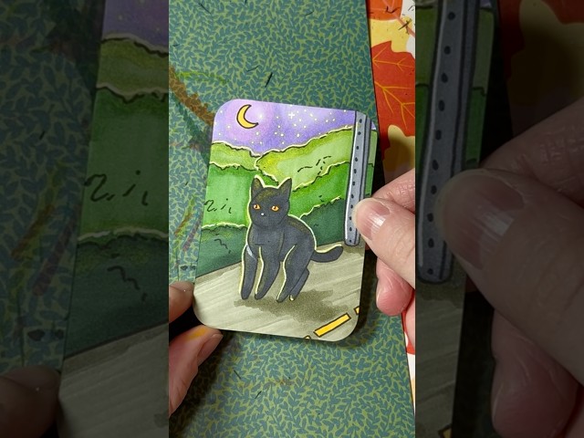 drawing 100 spooky art cards 🐱 79