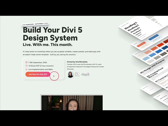 Join me at the Divi 5 Design System Workshop (Sept 7-9)