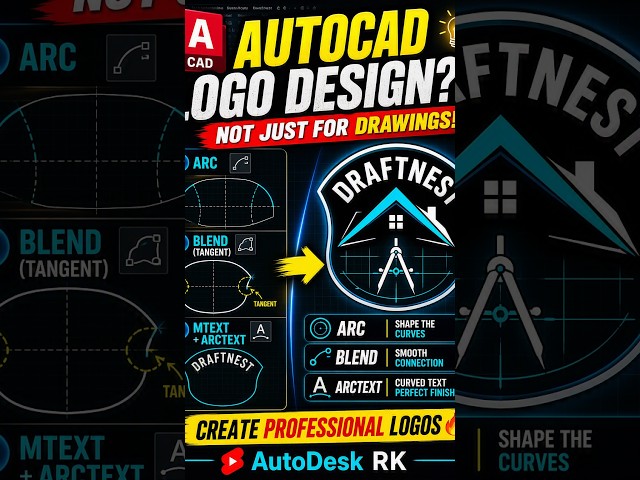 AutoCAD Secret: Designing Logos Without Graphic Software!😲😲 #autocad #autodeskrk #tutorial #explore