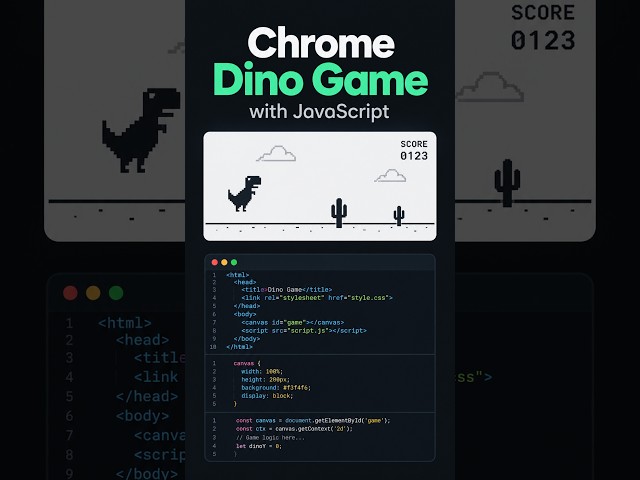 Chrome Dino Game Using JavaScript 🦖 #htmlcssjavascript  #coding