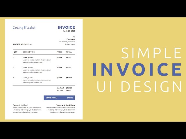 How to create the Simple Invoice Template UI Design In HTML and CSS