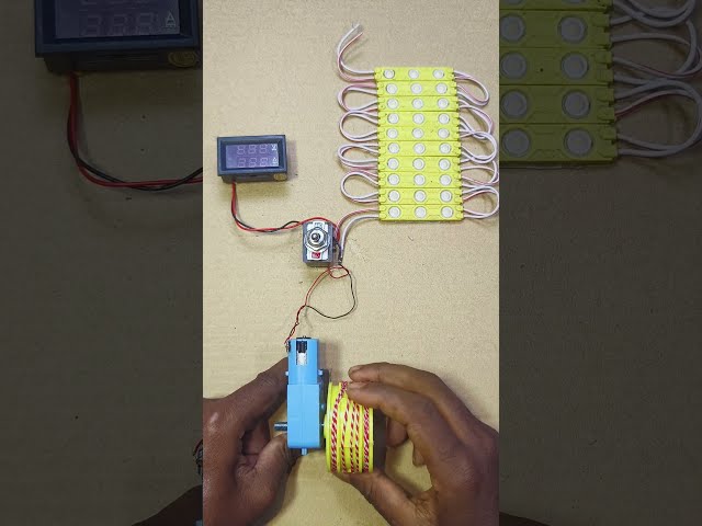 Generating Power for Voltmeter & LED Light Using Gear Motor #dcmotor #project #diy #shorts