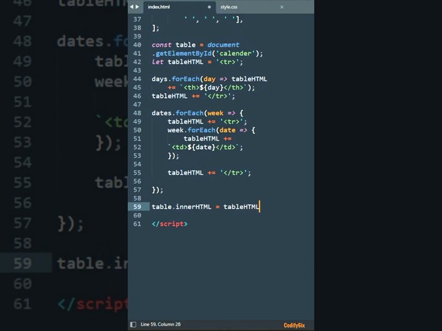 Calendar | HTML, CSS & JS