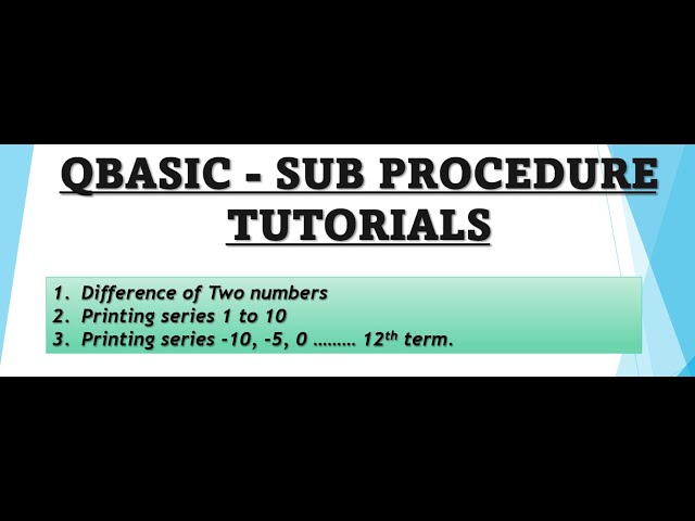 #QBASIC, #SEECOMPUTER, #ModularProgramming, SUB PROCEDURE PROGRAMS