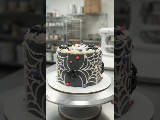 HAUNTED SPIDER WEB CAKE 🕸️🕷️💜