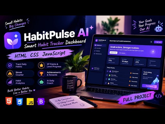 HabitPulse AI | Smart Habit Tracker Dashboard Using HTML, CSS & JavaScript | Web Development Project