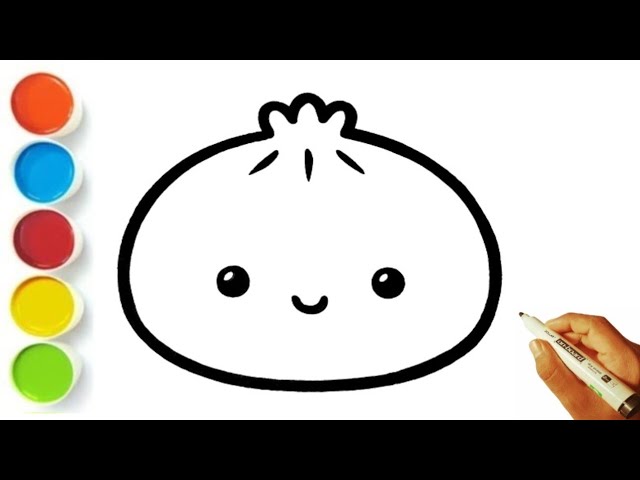 Dumpling 🥟 drawing very easy painting and colouring