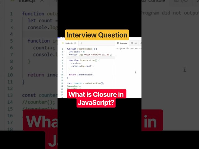 What is Closure in Javascript? #javascriptinterviewquestions  #shorts