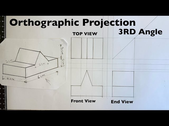 Orthographic Projection From Isometric View In Engineering Drawing 3RD Angle Projection |Tutorial📐