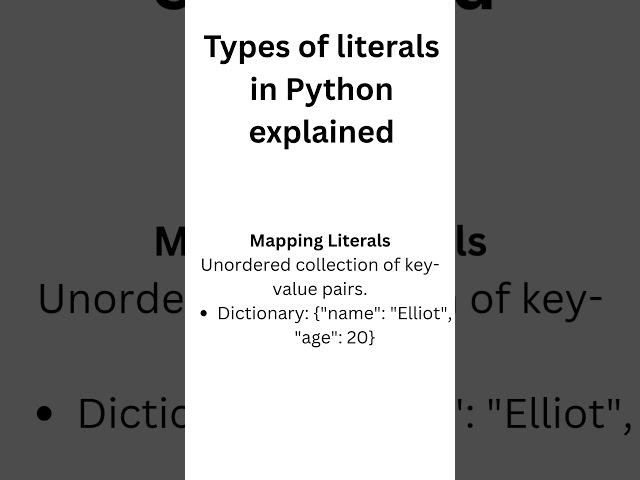 Mapping Literals #python3  #python #pythonprogramming