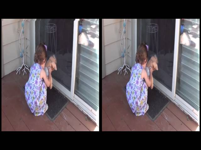 daughter walks with her baby
