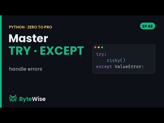 Python try / except Explained (Handle Errors) | Zero to Pro #46