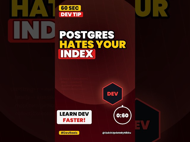 Your Index Exists But PostgreSQL Ignores It | Java PostgreSQL #Shorts