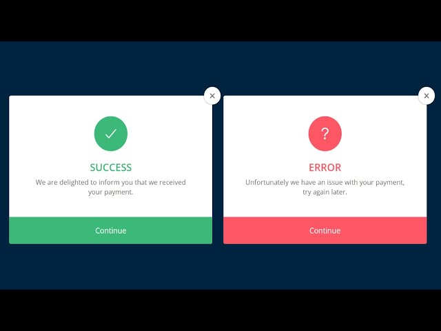 Success and Error Modal Popups In HTML CSS and Javascript || #PopupModal #SuccessErrorModal #Popups