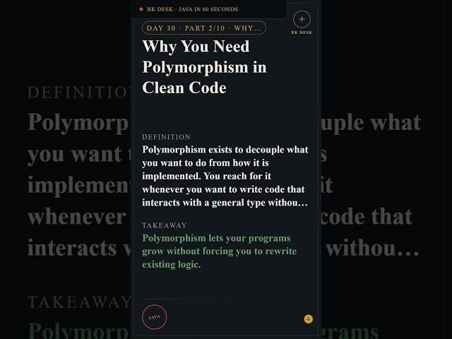 Day 30 Pt 2/10: Why You Need Polymorphism in Clean Code #Shorts