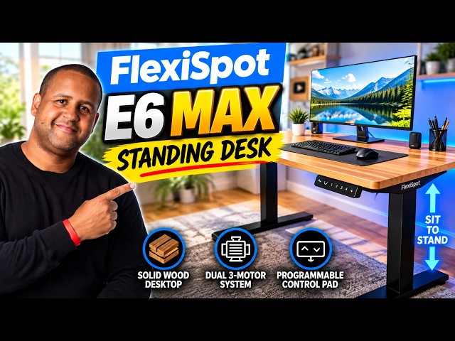 The E6 Max Standing Desk from FlexiSpot UP CLOSE!