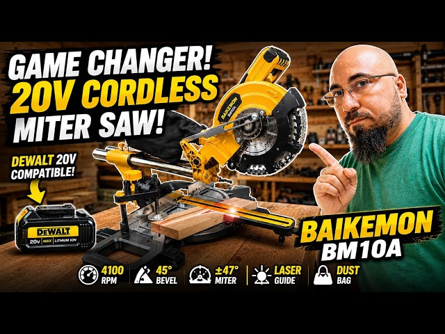 I Put This 20V Cordless Miter Saw to the Test! DEWALT Battery Compatible? (BAIKEMON BM10A)