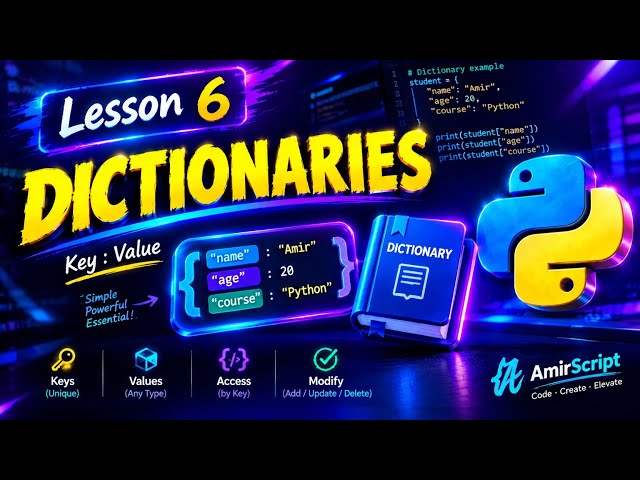 Python for Absolute Beginners - Lesson 6: Dictionaries Explained (Full Course 2026)