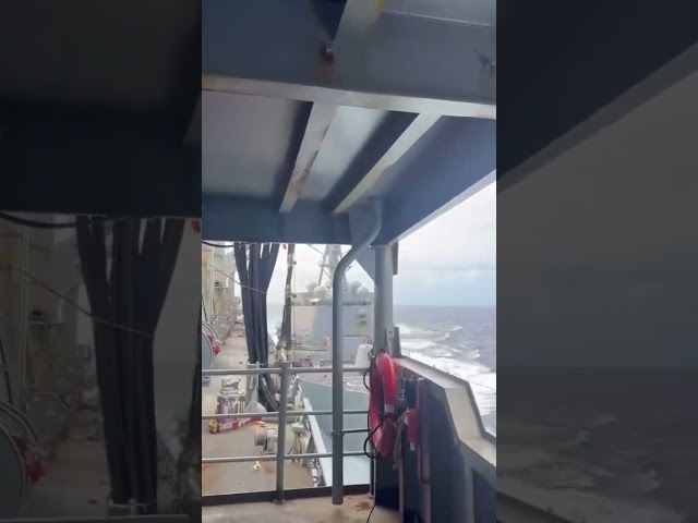 Collision Between USS Truxtun and USNS Supply, Feb 11, 2026. Higher quality video.