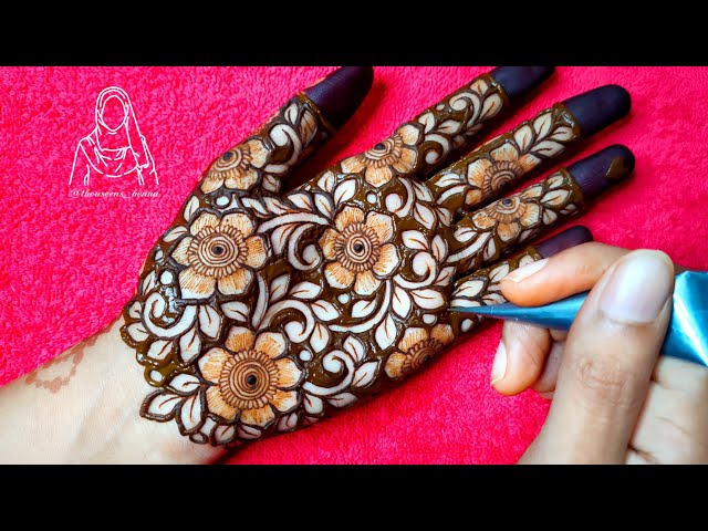 Very Beautiful Latest Floral Patchwork Henna Design || Heavy Negative Spacing Floral Bharwa Design