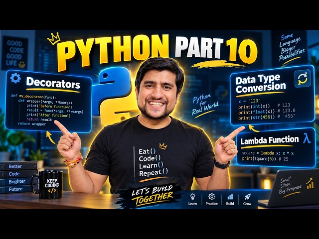 Python for Beginners | Decorators, Type Conversion & Lambda Functions | Part 10
