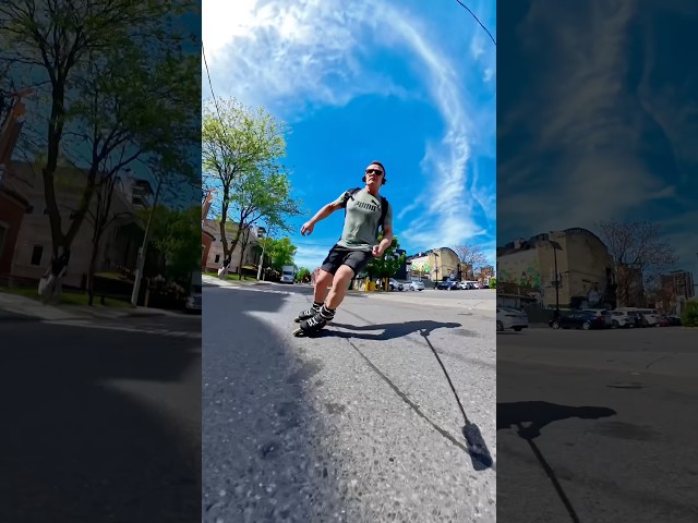 Drifting corners corners on inline skates.  #powerstop #inlineskating #rollerblading #cityskating