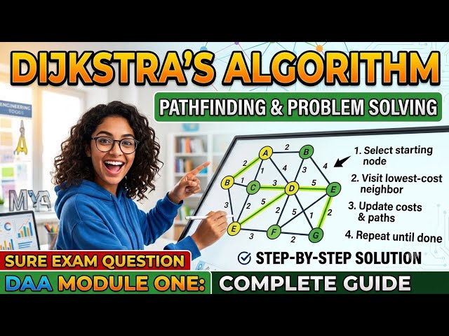 Dijkstra’s Algorithm Problem Solving | Shortest Path Algorithm | DAA Module 1 2024 Scheme