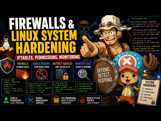 Firewalls & Linux System Hardening | iptables, Permissions & Log Monitoring Explained