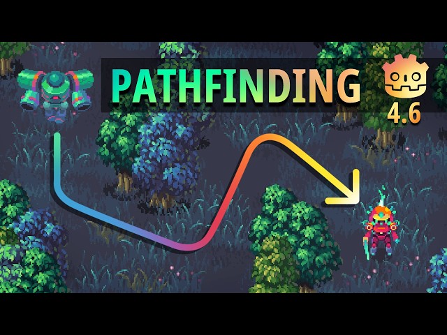 2D Pathfinding in Godot in 2 mins (NavigationRegion2D node & NavigationAgent2D node)
