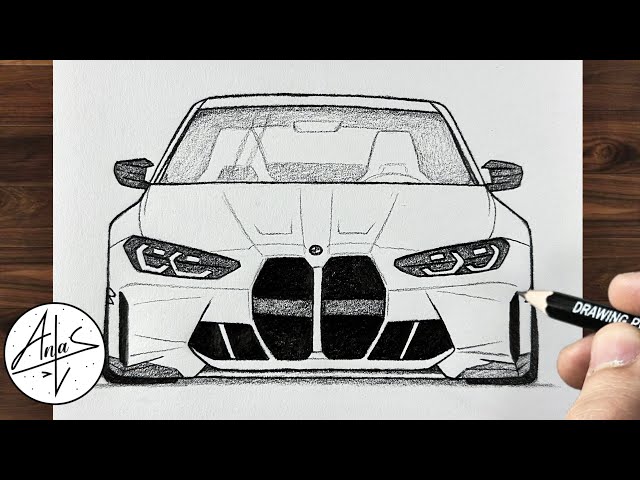 Easy BMW Car Drawing | Realistic Front View Pencil Sketch Tutorial for Beginners