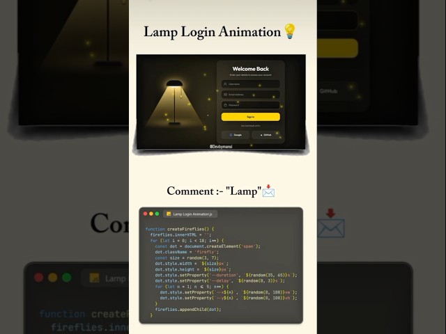 I Built a Lamp Login Page 💡🔥 | HTML CSS #shorts 🔥 #html 💻 #css3 💻#trending 📈 #viral 📈