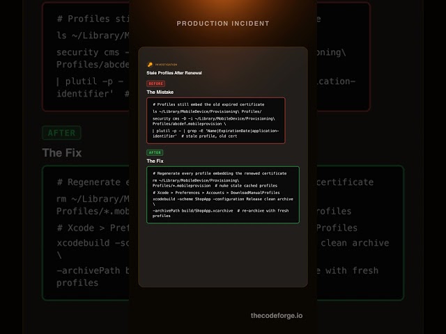 Xcode: The Renewed Certificate That Fixed Nothing Until Profiles Followed #Shorts
