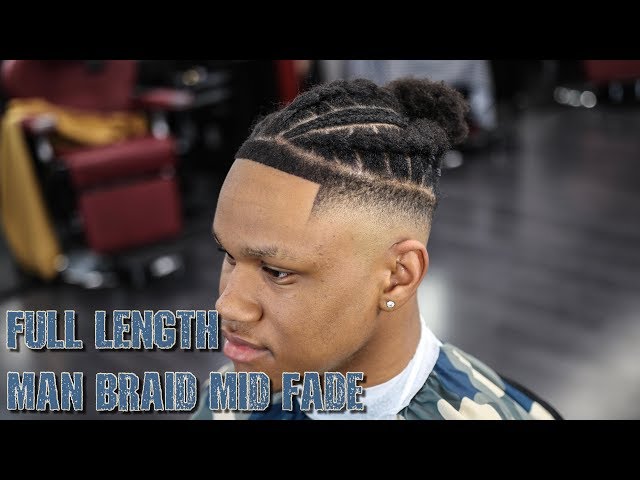 *FULL LENGTH* STEP BY STEP HAIRCUT TUTORIAL: BRAIDED MAN BUN STYLE MID FADE