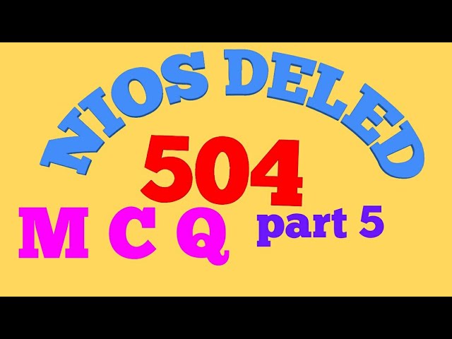 504 MCQ । NIOS DELED । ausat । Mohan Verma ।