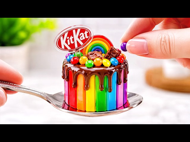 How To Make Mini Rainbow Cake Recipe with KitKat 🌈 | Cute Tiny Chocolate Cake Decorating Ideas
