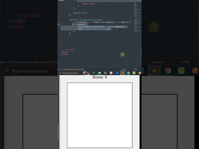 Build a Snake Game in 60 Seconds #javascript #coding #programming  #html #css