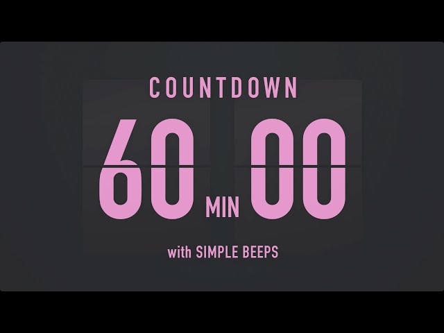 60 Minute Countdown Timer ⏳ Flip Clock with Simple Beeps 💕🖤