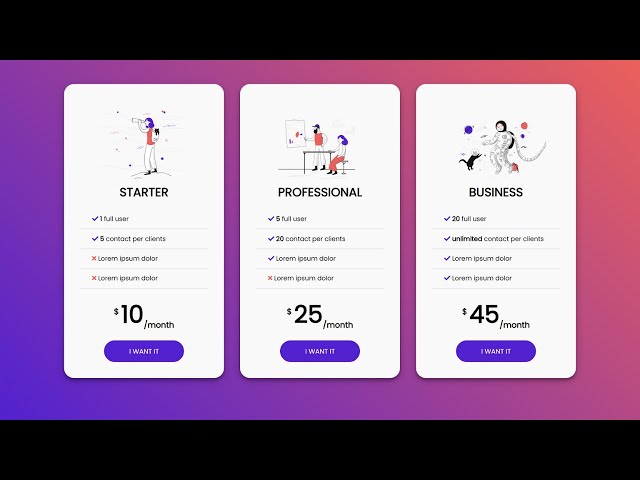 How to make Responsive Pricing Table Template Using HTML and CSS only | Price List