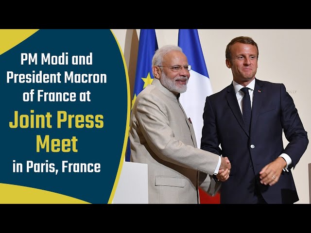 PM Modi and President Macron of France at Joint Press Meet in Paris, France | PMO