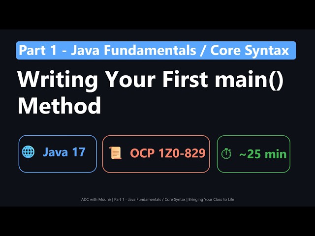 Java SE 17 Fundamentals #3/11 — Writing Your First main() Method