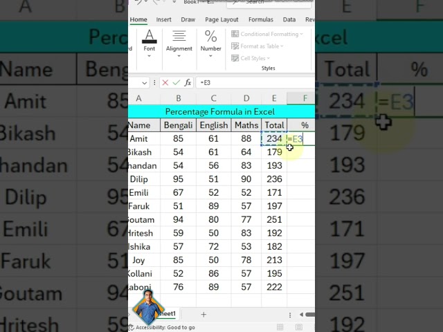 how to apply percentage in excel